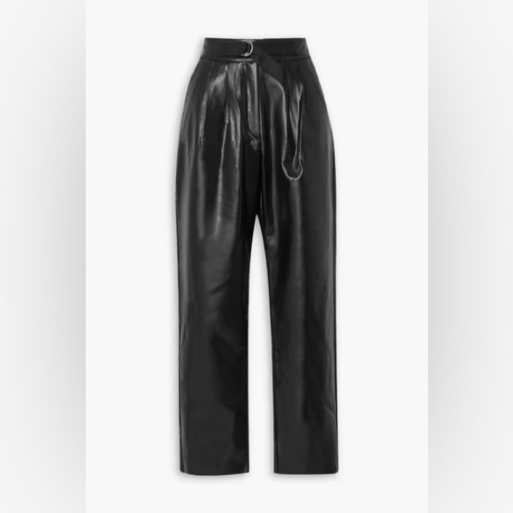 CAES Belted Faux Leather Trousers